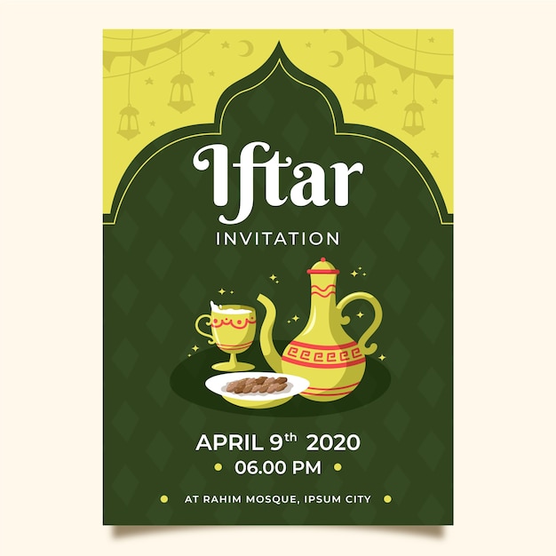 Free Vector iftar party invitation hand drawn