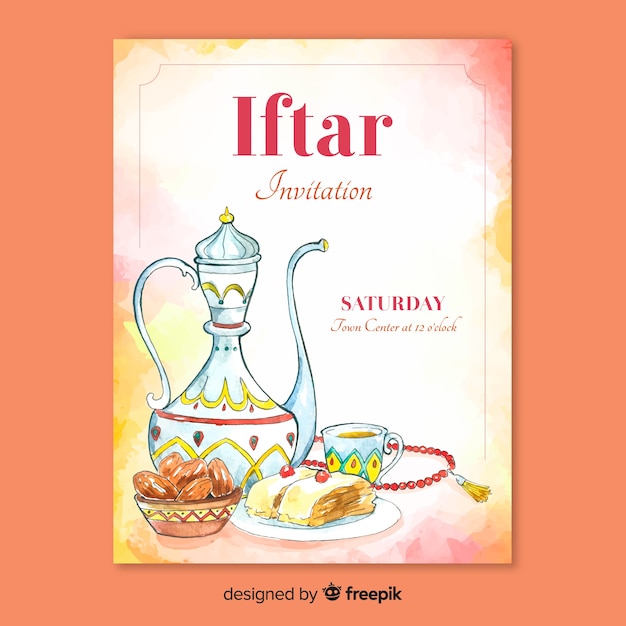 Free Vector iftar party invitation