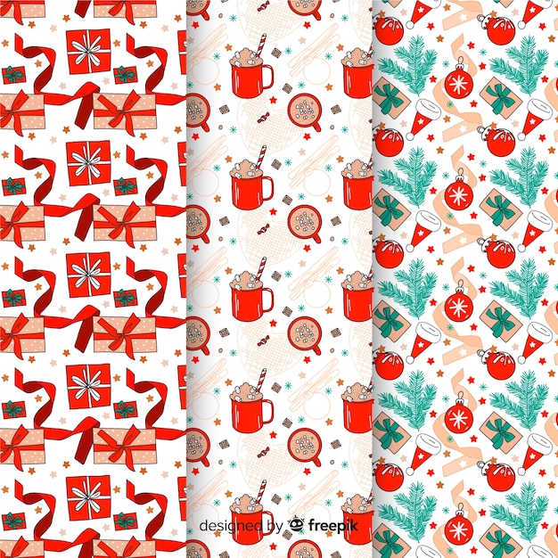 Free Vector ign christmas pattern set