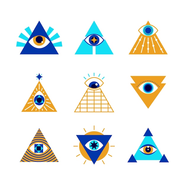 Free Vector illuminati symbol set