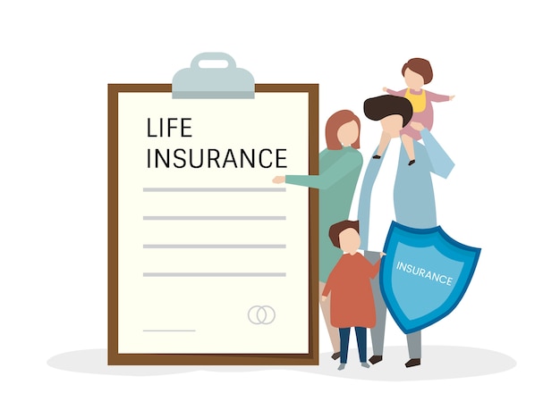 Free Vector illustartion of people with life insurance