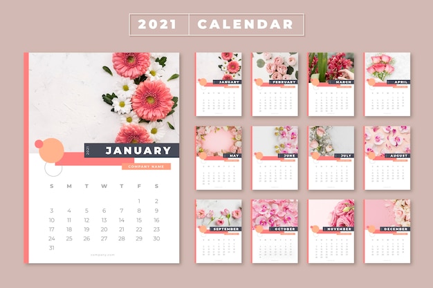 Illustrated 2021 calendar template