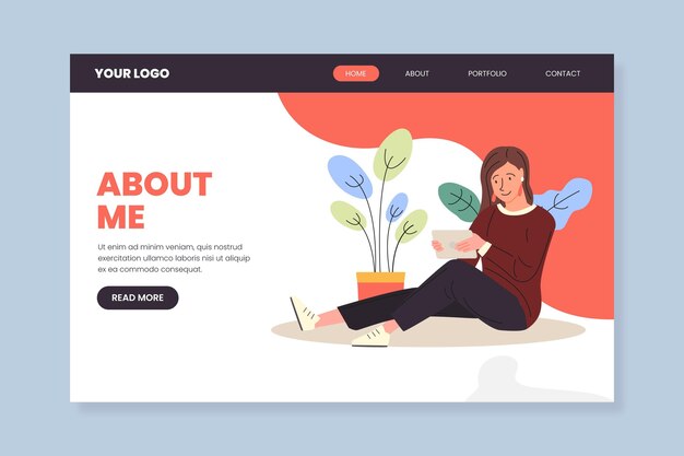 Illustrated about me landing page template