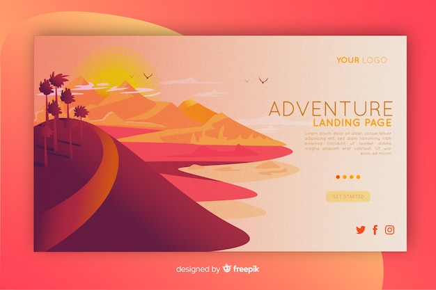 Illustrated adventure landing page template