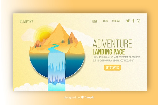 Free Vector illustrated adventure landing page