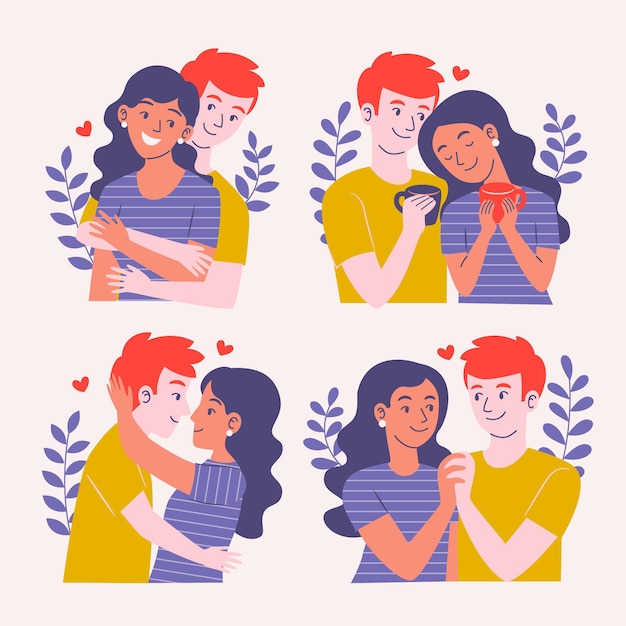 Illustrated boyfriend and girlfriend