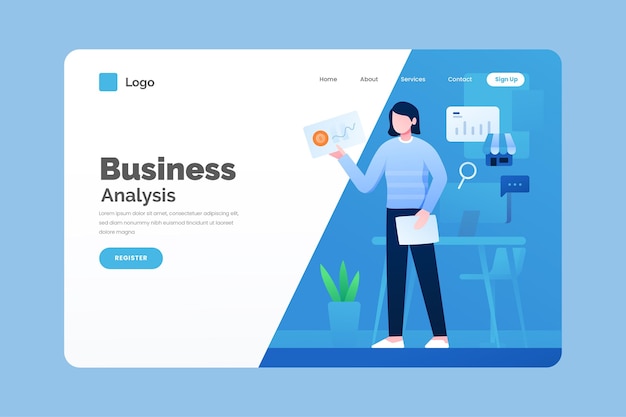 Illustrated business landing page template