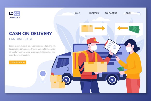 Illustrated cash on delivery landing page