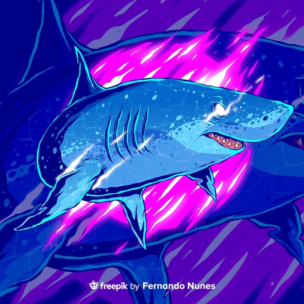 Free Vector illustrated colorful abstract wild shark