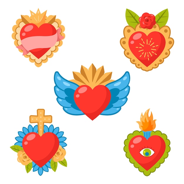 Illustrated colorful sacred heart pack