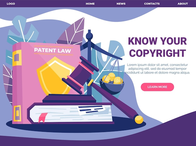 Free Vector illustrated copyright landing page template