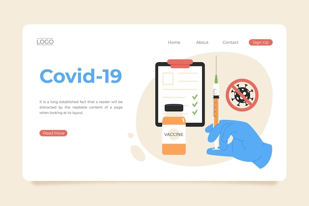 Illustrated coronavirus vaccine landing page template