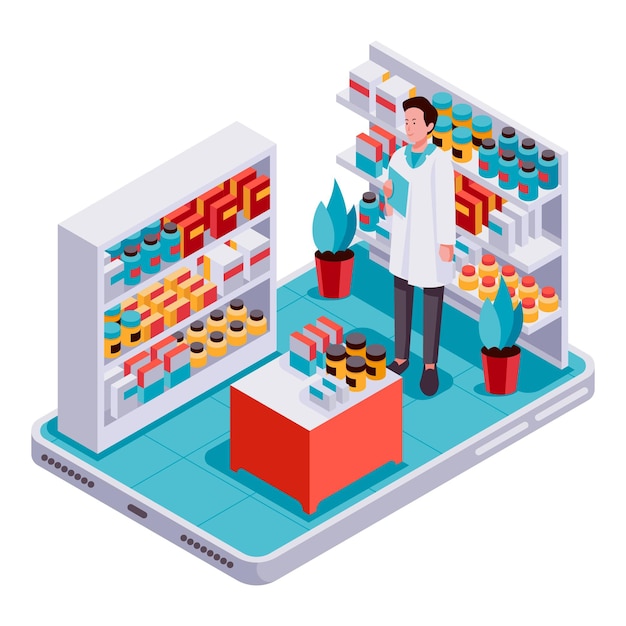 Free Vector illustrated creative isometric pharmacy