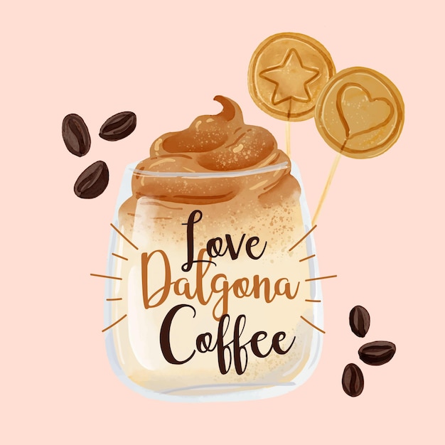 Free Vector illustrated dalgona coffee in jar