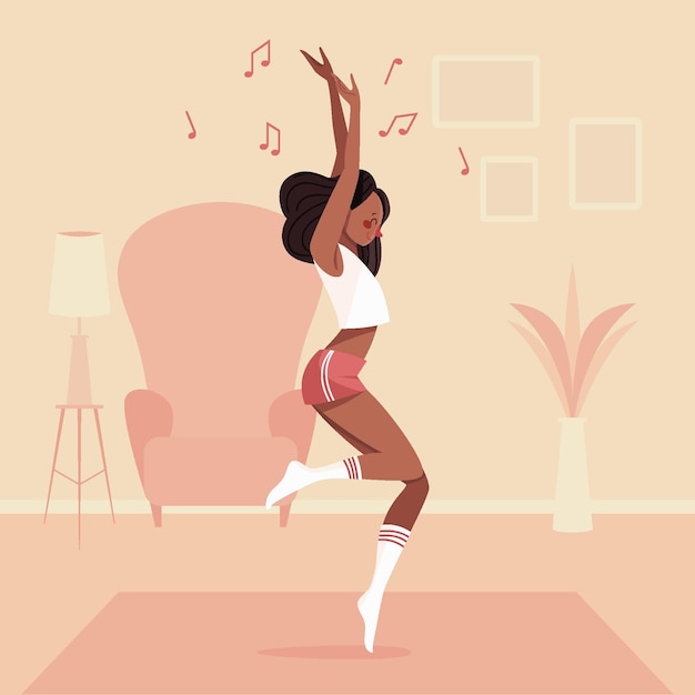 Illustrated dance fitness at home