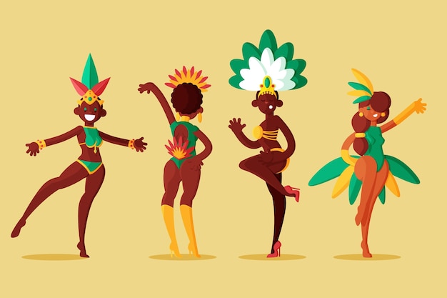 Illustrated dancer pack brazilian carnival