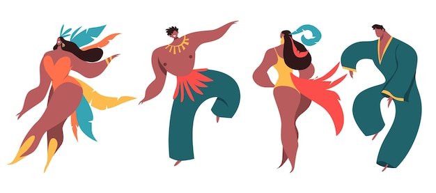 Illustrated dancer set brazilian carnival