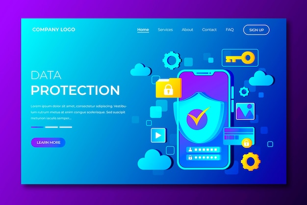 Illustrated data protection landing page