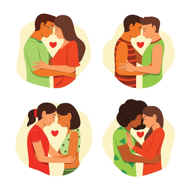 Free Vector illustrated different couples collection