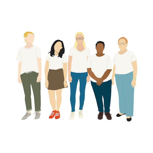 Free vector illustrated diverse casual people