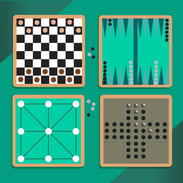 Free Vector illustrated diverse set of board games