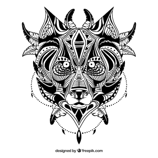 Free vector illustrated ethnic wolf