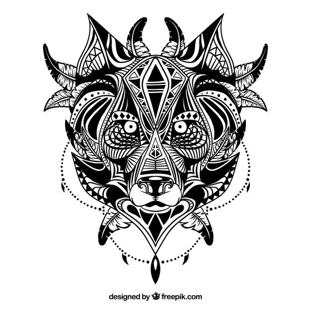 Illustrated ethnic wolf