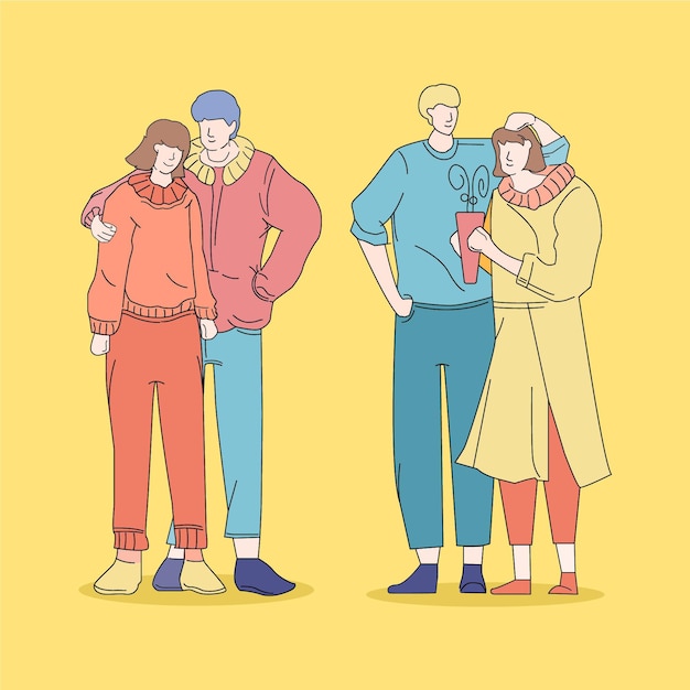 Illustrated fashion young koreans people