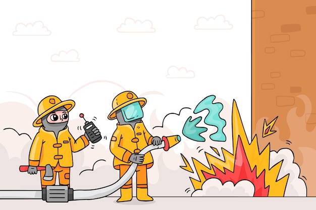 Free Vector illustrated firefighters putting out a fire