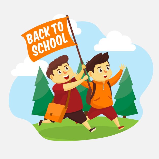 Illustrated flat design children back to school