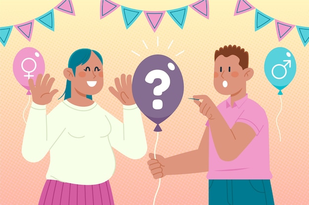 Illustrated flat gender reveal concept