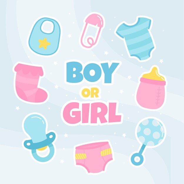 Illustrated flat gender reveal concept