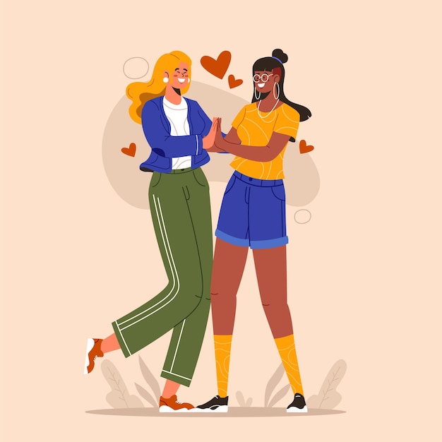 Free Vector illustrated flat lesbian couple