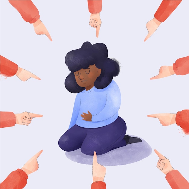 Free vector illustrated girl being bullied because of her skin color