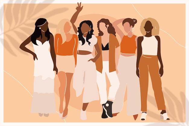 Free Vector illustrated hand drawn group of women