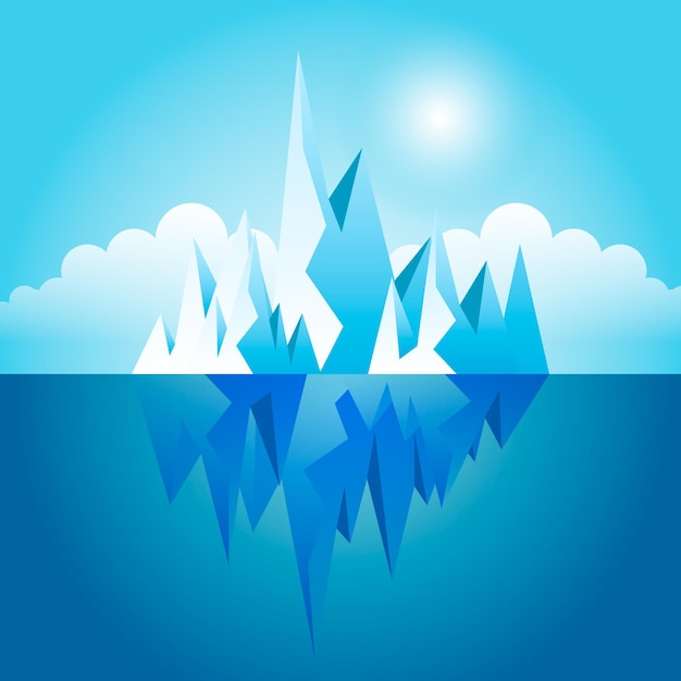 Free Vector illustrated iceberg in the ocean