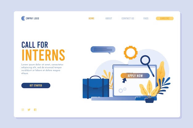 Illustrated internship program landing page template