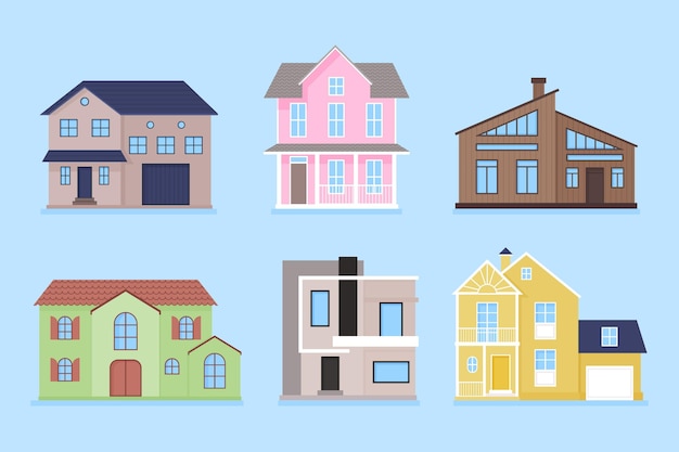 Free Vector illustrated modern houses set