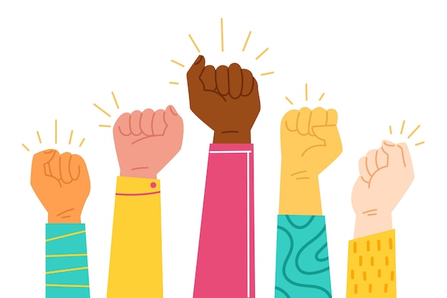 Free Vector illustrated multiracial raised fists