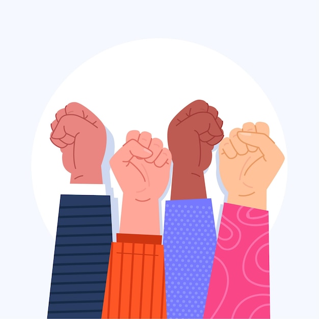 Free Vector illustrated multiracial raised fists