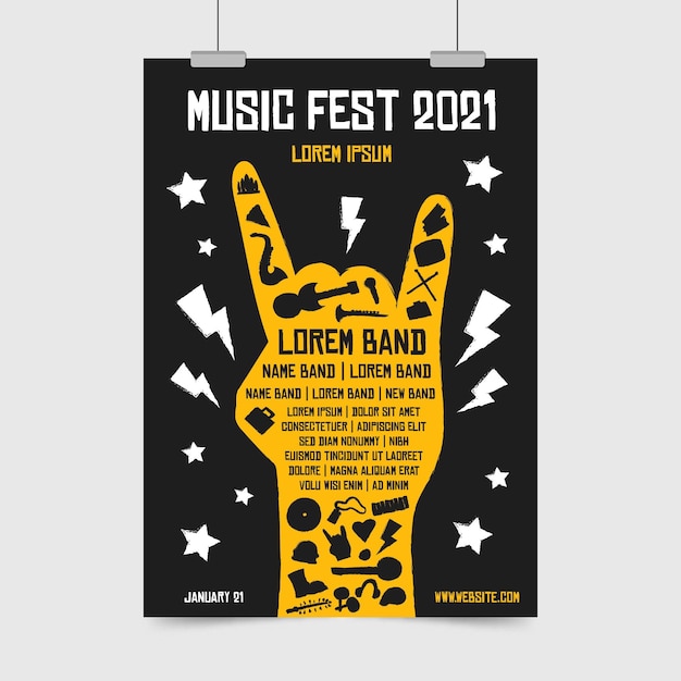 Free vector illustrated music festival poster template