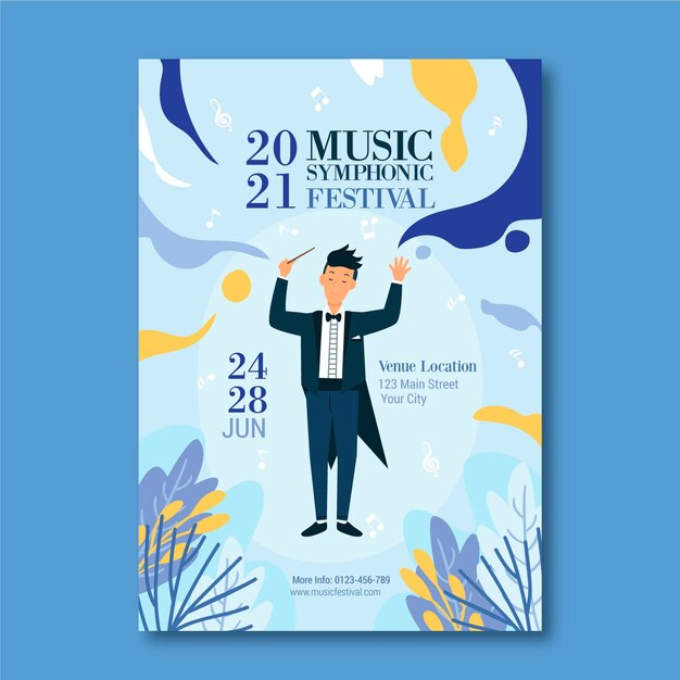 Illustrated music festival poster template