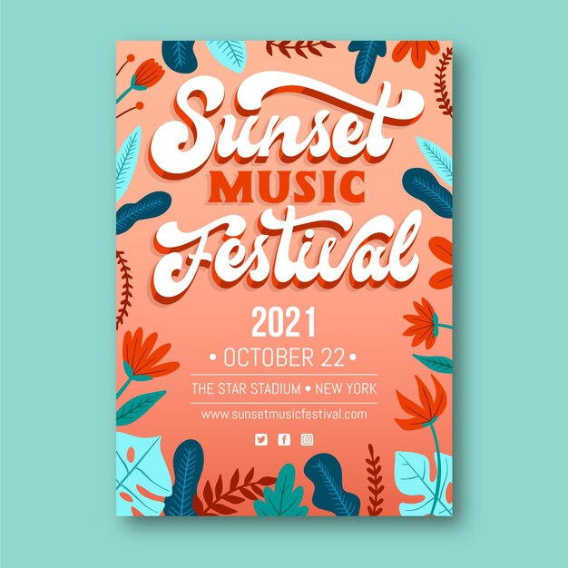 Illustrated music festival poster template