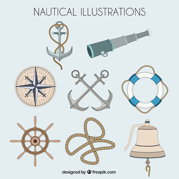 Free vector illustrated nautical elements