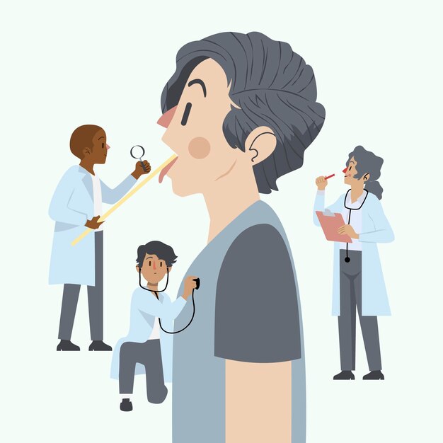 Illustrated patient taking a medical examination