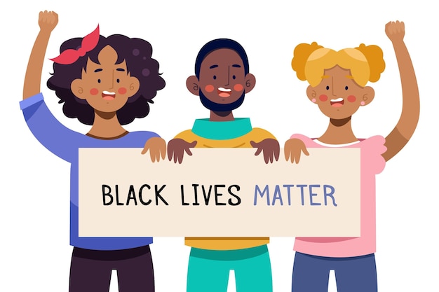 Free Vector illustrated people protesting about discrimination of black people