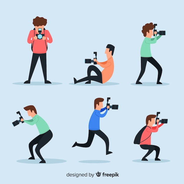 Free Vector illustrated photographers taking different shots set