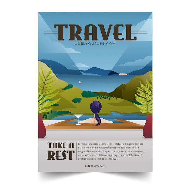 Free vector illustrated poster template for travelling lovers