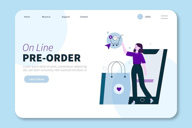 Illustrated pre-order concept landing page template