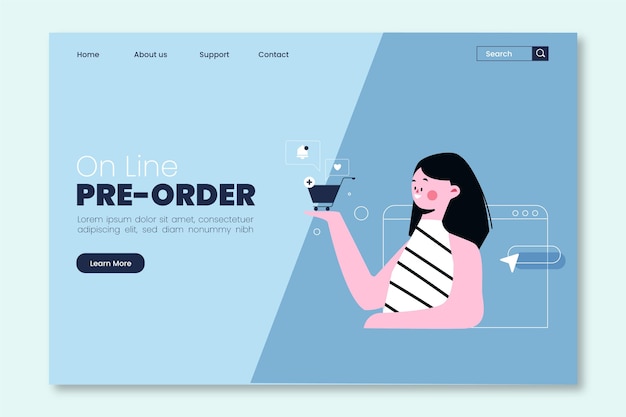 Free Vector illustrated pre-order concept landing page